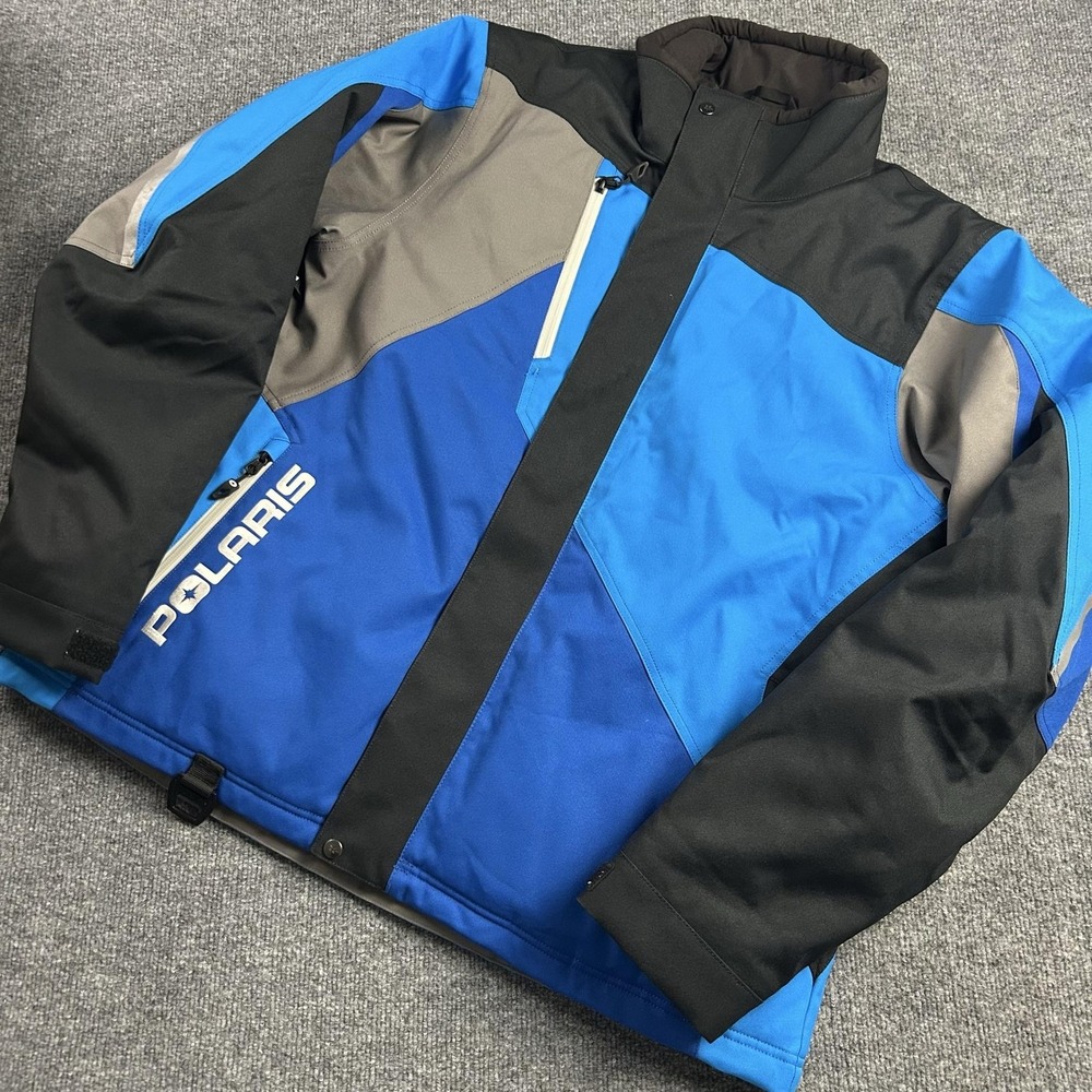 Polaris Ski Jacket Mens XL Blue Black Colorblock Ripper Insulated 3M Scotchlite
